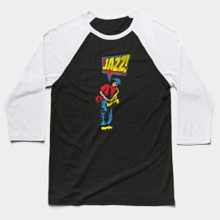 Saxophone Player Cartoon Style Baseball T-Shirt